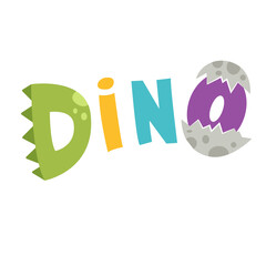Hand-drawn childrens lettering dino. Dino inscription. Suitable for logos posters.