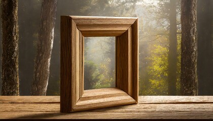 window in the wood.a wooden picture frame isolated on a transparent background, paying attention to the authenticity of wood textures and shadows, ensuring a versatile and aesthetically pleasing desig