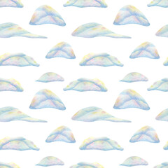 Seamless clouds pattern. Watercolor background with cartoon illustration of cloud for kids textile, wallpaper, fabric texture