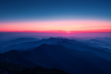 Serene Sunset Overlapping Mountain Ridges