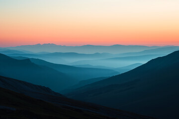 Naklejka na ściany i meble Evening Mist Over Gentle Mountain Slopes