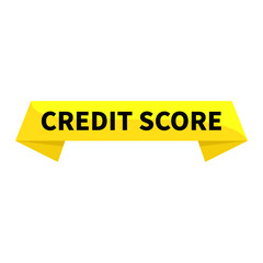 Credit Score Yellow Rectangle Ribbon Shape For Value Grade Information
