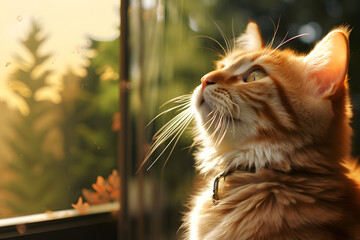 cute red kitten in the sun, red kitten, beautiful kitten