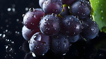 Fresh grapes with water droplets