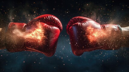 Boxing Gloves Impact Capturing the Moment of Contact