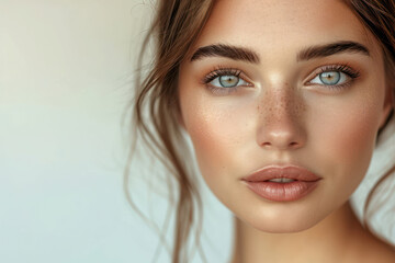 Fototapeta premium Clean and Fresh Beauty: A Young Woman's Natural Care for Perfect Skin and Health
