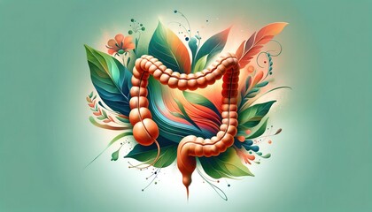 AI generated illustration of the intestine of a healthy body - obrazy, fototapety, plakaty
