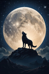 Obraz na płótnie Canvas The_full_moon_with_the_silhouette
