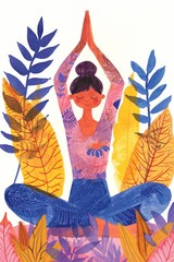 The woman exudes calmness as she sits in a yoga position, embracing mindfulness.