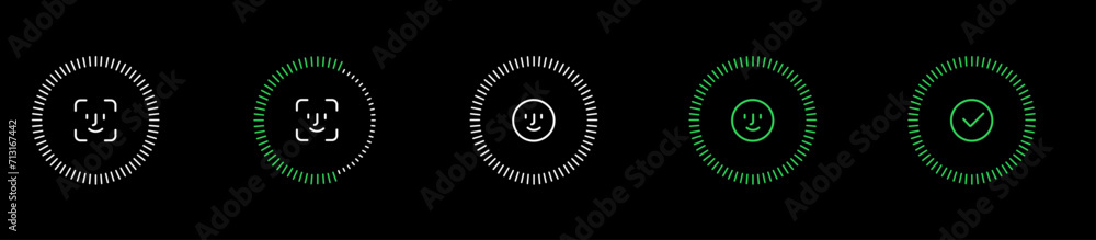 Poster face id scanning process vector icons eps10