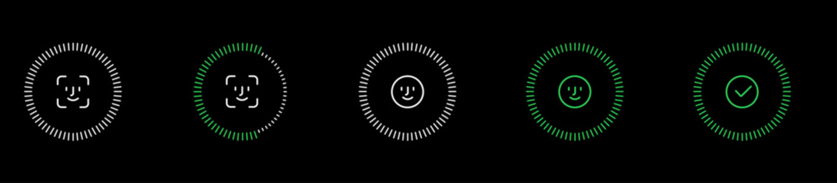 Face id scanning process vector icons eps10