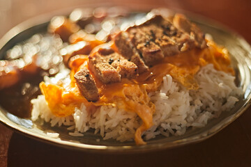 fried pork cutlet curry with rice