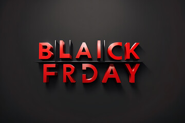Black Friday sale typographic design. 3d stylized red colour letters with glossy balloon design. Black background. Vector illustration design.