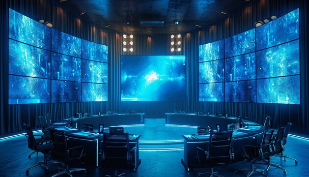 scene from a virtual event management setup, showcasing the technology, coordination, and creativity involved in organizing successful virtual events, AI