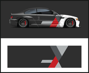 Racing car wrap design vector