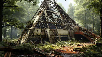 old house in the woods earth and moon high definition photographic creative image