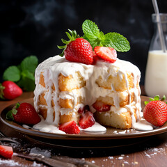 Strawberry Drizzled Vanilla Bundt Cake Created with Generative AI Technology