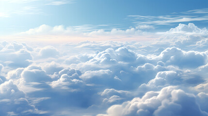 Fototapeta premium Serene Cumulus Cloudscape in a Clear Blue Sky created with Generative AI technology