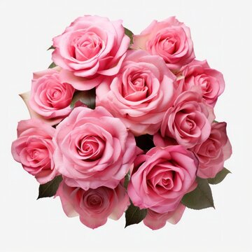 Pink rose flowers in a floral arrangement isolated on white or transparent background	
