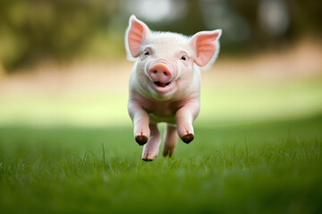 Piglet Frolicking in the Grass