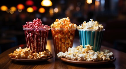 Golden kernels of corn dance in savory delight, nestled in cups on an indoor table, a delectable snack fit for any dessert craving