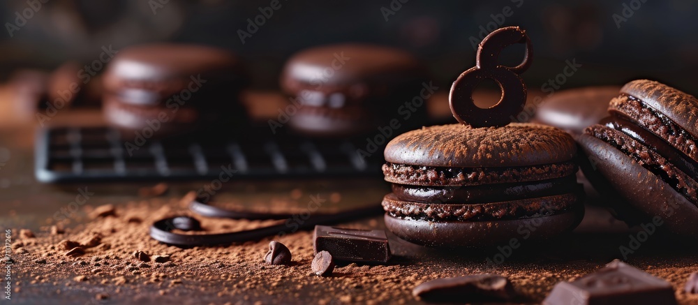 Aufkleber macaron chocolate candy musical note. copy space image. place for adding text