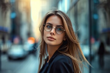 Obraz premium Portrait of a businesswoman on the street of a city