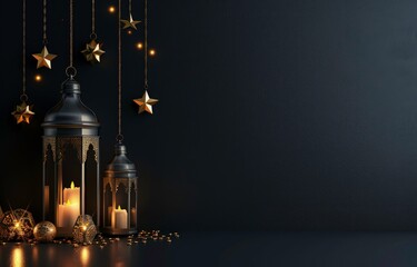Fototapeta premium dark ramadan kareem traditional islamic festival religious background, ramadan social media banner or instagram post background,