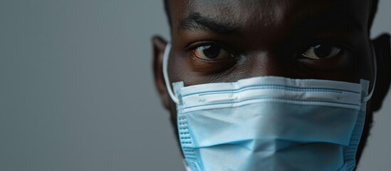 AFRICA Coronavirus surgical mask doctor wearing face protectiv. Copy space image. Place for adding text