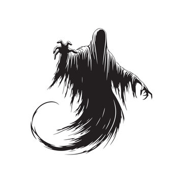 Ghostly Sonata: Spirit Vector Resonating at the Finale of the Ghost Silhouette's Haunting Opera - Ghost Illustration - Spirit Vector
