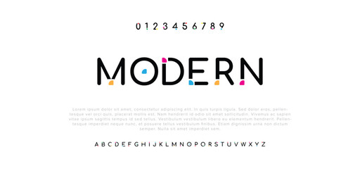 Abstract minimal modern alphabet fonts. Typography technology vector illustration - obrazy, fototapety, plakaty