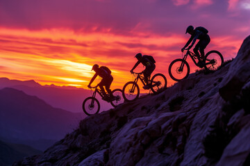 Mountain Bike Adventure Against Sunset