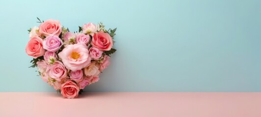 wedding background rose flower love Frame pink heart card valentine day concept. Generative AI wedding day background flower love.