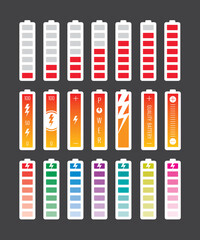 colorful vector battery symbols set