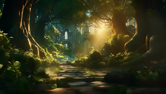 Escape to an ethereal forest, where sunlight filters through the trees and magical creatures roam.