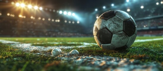 Online analytics of football or soccer game. Copy space image. Place for adding text - Powered by Adobe
