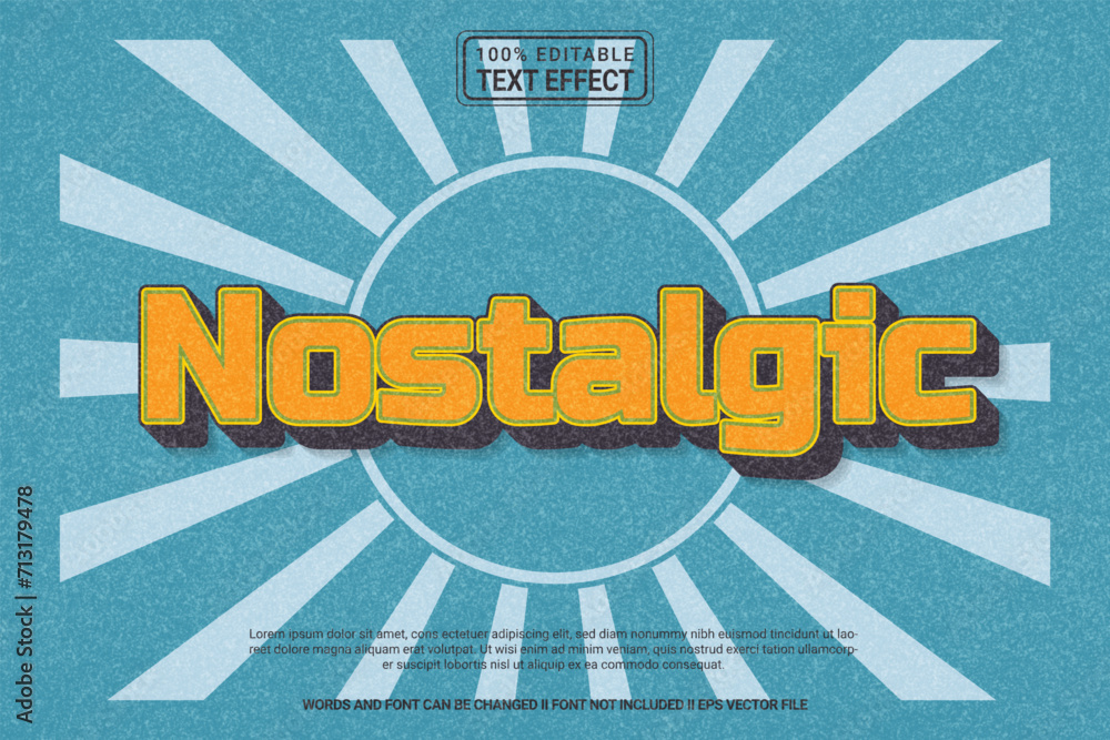 Poster editable text effect nostalgic 3d template style modern premium vector