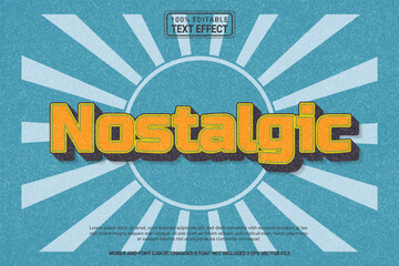 Editable text effect Nostalgic 3d template style modern premium vector