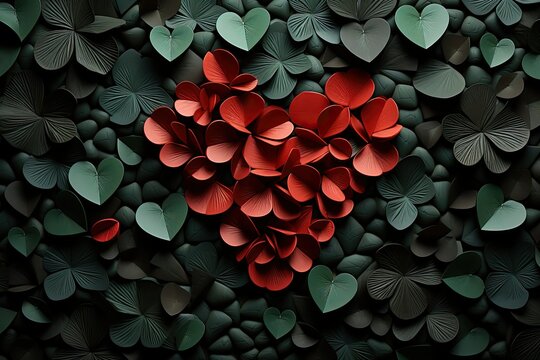 visually stunning texture, perfect for capturing the essence of Valentine's Day. The red hearts pop against the green © Photography Magic