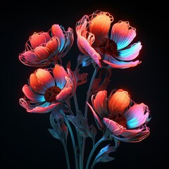 Generative AI Fieldrush Flower neon Color illustration photo