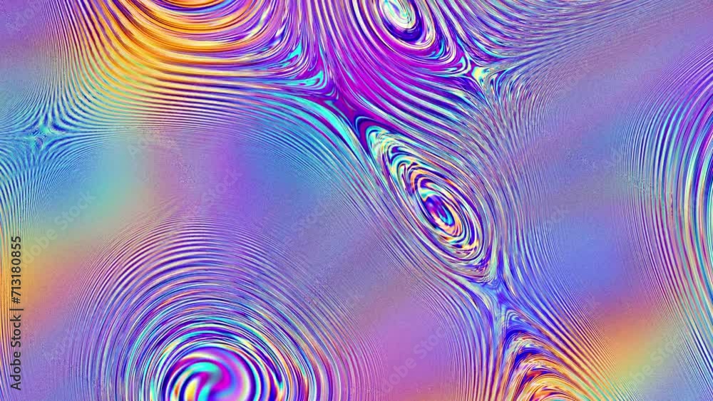 Leinwandbilder 3D Animation 4k loop. Abstract colorful background of a looping animated iridescent reflective material with swirling texture, Abstract liquid surface