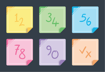 colorful note papers and numbers set
