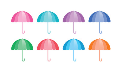colorful octal umbrella symbols. vector umbrellas. colorful umbrellas on white background
