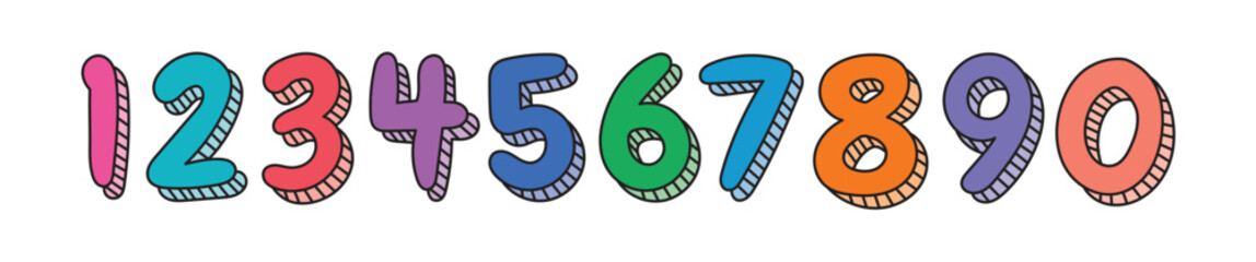 colorful ordered math numbers. vector numbers concept