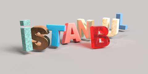 colorful istanbul word on gray background 3d istanbul word