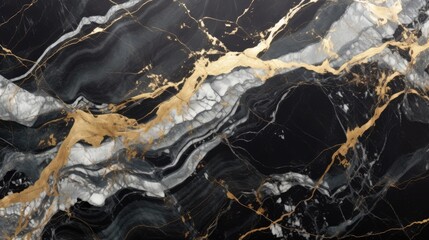 black, gold and white marble texture background