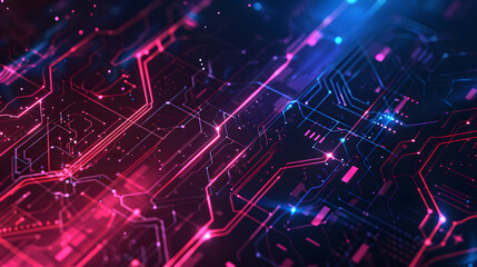 Fototapeta premium Energize and Immerse in Innovation with Vibrant Color of Futuristic Technology Concept. Abstract Background of Dynamic Display of Digital Innovation with Circuit Board Patterns.