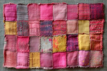 Pink patch work fabric textile patchwork canvas surface texture 