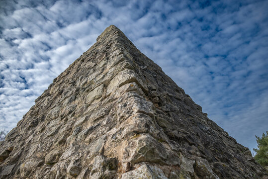 The stone pyramid in Reigate Castle Grounds, Surrey, UK