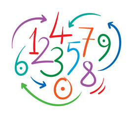 colorful hand drawing math numbers